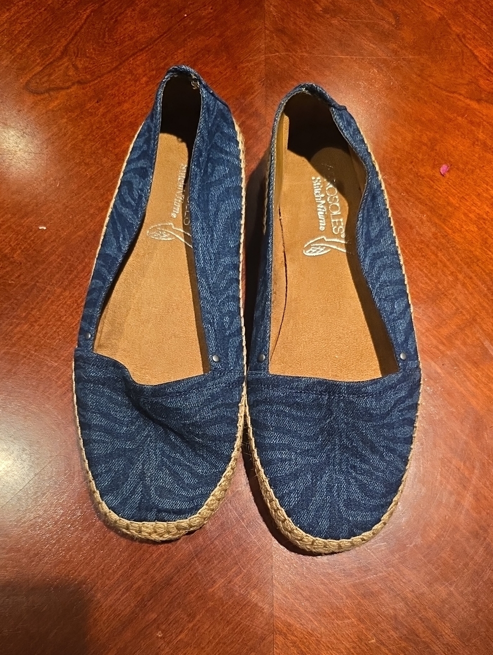 Dark Blue Espadrille Slip-On Flats